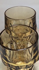 4 MCM Vintage Anchor Hocking Georgian Amber Topaz Bar Tumbler Glasses Honeycomb