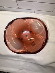 Vintage Heavy Moser Glass bar bowl candy dish ice cube cranberry Rose Red 7” Dia