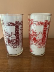 LOT of 2 LUKE THE LION PEANUT BUTTER GLASS TUMBLERS MONARCH FOODS