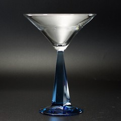 Sapphire Blue Stem Cocktail Glass Tapered Gin Martini Twist Design Unmarked