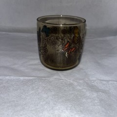 1 Vintage Libbey Anchor Hocking Amber Smoked Butterfly 3″ Juice Glass 1970s