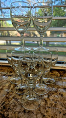 Set of 8 Vintage French Etched Crystal Cordial Glasses | Laurel Leaf | 4 7/8″