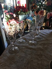 Vtg Cambridge Etched Glass Water / Ice Tea /Wine Drinking Glasses Lucia Set 4