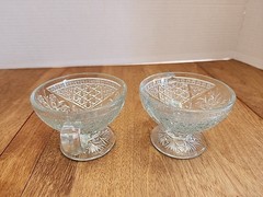Indiana Glass Rosette with Pinwheels Footed Punch Cups Set of 2