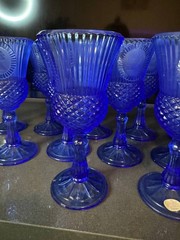 Vintage Cobalt Blue Avon Cameo Goblets Wine Glasses Set of 18