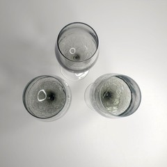 Set of 3 Pier 1 Smoke Crackle White Wine Glasses Elegant Clear Drink Stemware