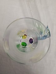 France Crystal Tumblers (5) Colored Projection Kaleidoscope Base 6 3/4″