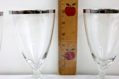 Vintage Fostoria Wedding Ring Crystal Tea Water Platinum Rim 6” Goblets-Set of 4