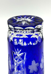 Ajka Marsala Cobalt Blue Cut to Clear Highball Tumbler 5 1/4″