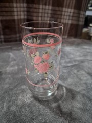Vintage Pfaltzgraff Tea Rose 16 oz Tumbler Glasses Libbey Set of 11 Floral Pink
