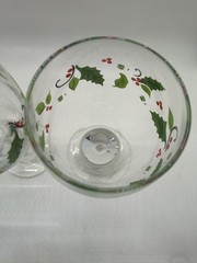 Libbey Holly Berry Iced Tea Goblet Glasses with Stems Set of 2 Christmas Glasses