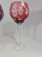 AJKA MARSALA WINE HOCK GLASSES CRYSTAL CLEAR BOHEMIA HUNGARY SET OF 4