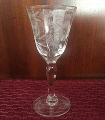 Etched Floral Crystal Elegant Glass 4″ Tall Cognac / Shot Glass