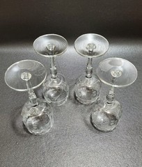 Glastonbury Lotus 66-2 Cordial Glasses, Clear Glass 4PC Etched Floral Dot & Swag