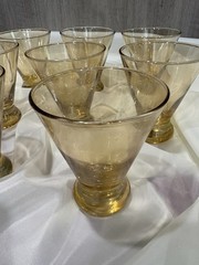Eight (8) Vintage Fostoria Plain N’ Fancy 4 1/2” Amber Flat Tumblers Glasses