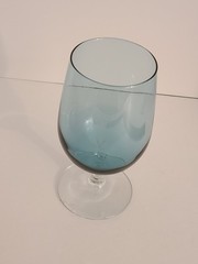 Vintage 6.5″ Smoke Blue Water/Wine/Brandy Glass with Clear Stem