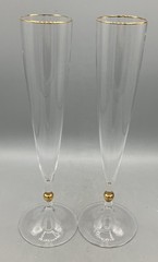 Miller-Rogaska Fine Crystal Rememberance Champagne Flutes Pair Slovenia