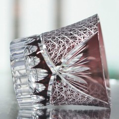 Purple Edo Kiriko Crystal Bohemian Hand Cut Cased Whiskey Glass 220ml/8oz 1pc