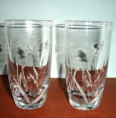 Kathy Ireland Tranquility Waterford Etched Crystal Highballs SET/2 NEW No Box