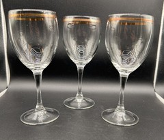 12 NEW Luminarc Montego Gold Goblets Stemware Cristal D’Arques W/ Box