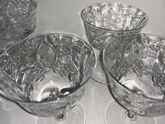 Vtg Cut Crystal Champagne Coupe Sherbet 5 Glasses Stemware Possibly Pairpoint?