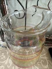 ANCHOR HOCKING Fiesta Stripe Water Tea Pitcher Rainbow 60oz Vintage Made in USA