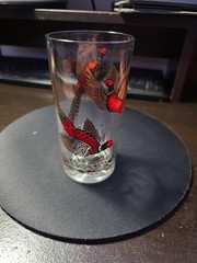 Vintage Ring Necked Pheasants Hazel Atlas Drinking Glass 5.5″ Red Gold