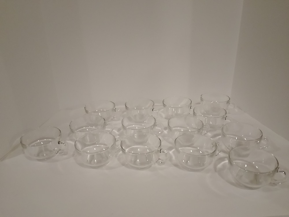Vintage Clear Glass Punch Cups Set of 14 No Pattern 2.25″ Tall 3.5″ Diameter(55)
