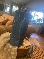 Vintage 60s-70s Libbey Tiki Tumbler 7″ Heavy Ceramic Glazed Blue Boho *3 Avail
