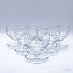 6-Piece Set Vintage Champagne Glasses With Floral Decor, Stackable | Handmade