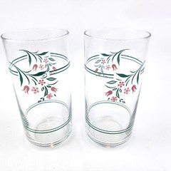Vintage CORNING Corelle ROSEMARIE Tulip Pattern Glassware Tumbler Glasses 2 pc