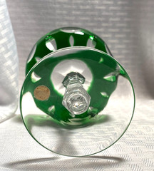 NACHTMANN BAMBERG CHAMPAGNE/SHERBET EMERALD GREEN CUT TO CLEAR CRYSTAL BOHEMIAN