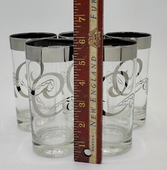 Vtg Dorothy Thorpe Silver Rim Highball Tumbler Glasses Scroll C Monogram (5)