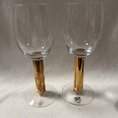 WW63 Vintage Orrefors Sweden Crystal Hand Blown Wine Glass For Adults Set of 2
