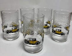 HOYA Crystal Tumbler Classic Car 5pcs set 11×6.5cm/4.33×2.55″ 260ml/8.83oz HOYA