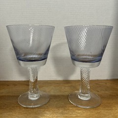 2 Present Tense Tango Blue Optic Swirl Wine/Water Goblets