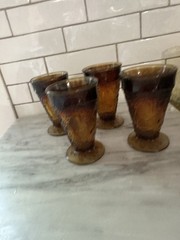 Vintage Tiara Sweet Pear Footed Tumblers Burnt Honey Set 4 by Indiana Glass