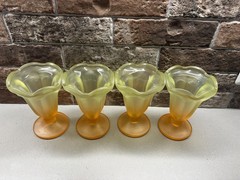Libbey Ombre Colorful Frosted Parfait Ice Cream Sundae Footed Glasses 4 pc Retro
