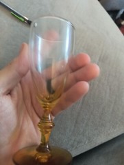 Libbey Forever Amber Whiskey Sour Glass Clear Yellow Stemware 6″