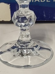 NIB 6 Bohemian Crystal Diamond Ball Stem Champagne Flutes Vintage Czechoslavakia
