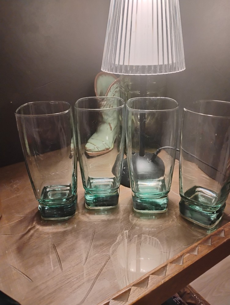 Libbey Carrington Cooler Square Base Green Iced Tea Glass (Set of 4)