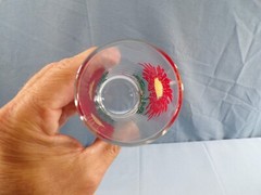 Peanut Butter Glass Tumbler – JUICE SIZED – Red Chrysanthemum #134