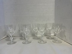 Set Of 8 Val St. Lambert Crystal Stem Wines Glasses Water Goblets Short