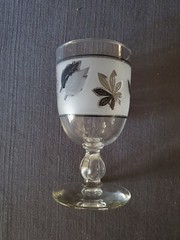 Stem Wine Glasses Silver Foliage Frosted Leaves Clear 5.5” Set / 4 Vintage