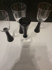 Set of 4 RETRO Vintage Artland Prescott Hand Blown BLACK Stemmed Glasses 9″ 23cm