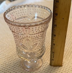 VTG pink embossed hobnail glass tumbler, Bud Vase, Decorative Art Glass