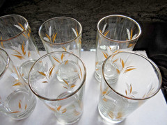 8-Piece Set Vintage Libbey Wheat Spray 12 oz. Beverage Glasses