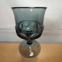 Vintage Set 3 Indiana Glass Riviera Blue Kings Crown Thumbprint 4⅜» Goblets 4oz
