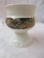 Vintage Ireland Cre porcelain footed Chalice Cup Celtic Knots signed