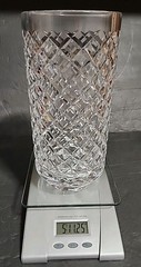 Waterford Alana Crystal 10” Cylinder Diamond Cut Vase with Star Cut Base READ